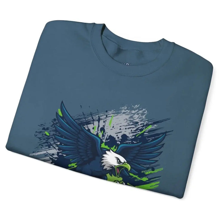 Fierce Hawk Seattle Football Seahawks Crewneck Sweatshirt - Bold Printed Tees