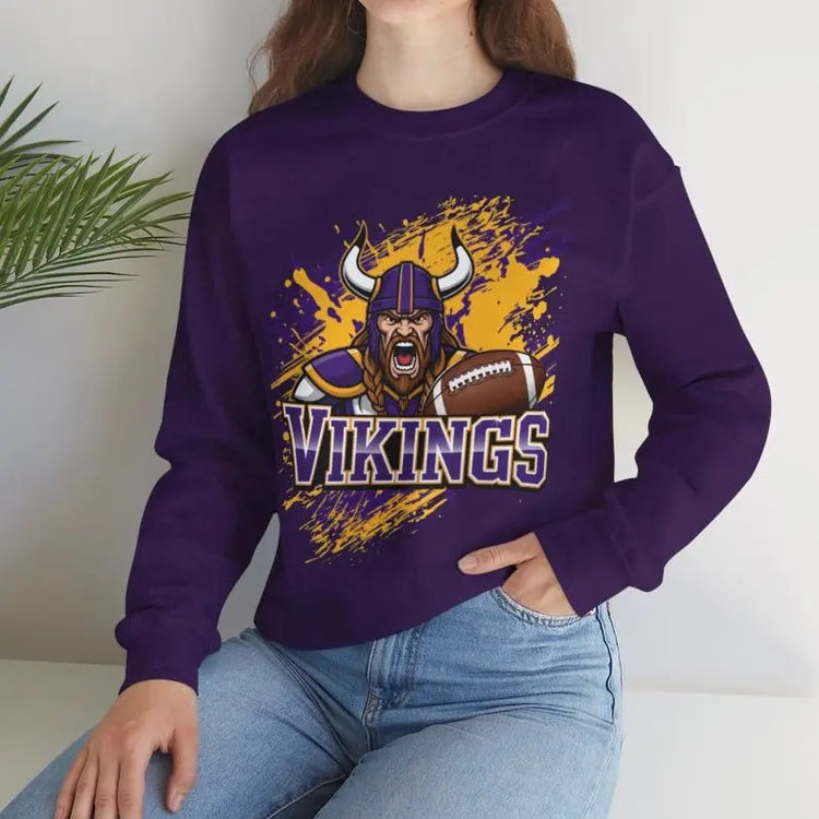 Vikings Football Viking Design Minnesota Football Sweatshirt - Bold Printed Tees