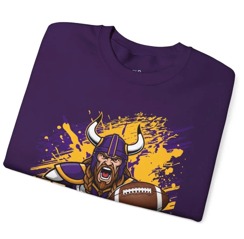 Vikings Football Viking Design Minnesota Football Sweatshirt - Bold Printed Tees