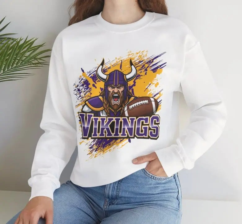 Vikings Football Viking Design Minnesota Football Sweatshirt - Bold Printed Tees