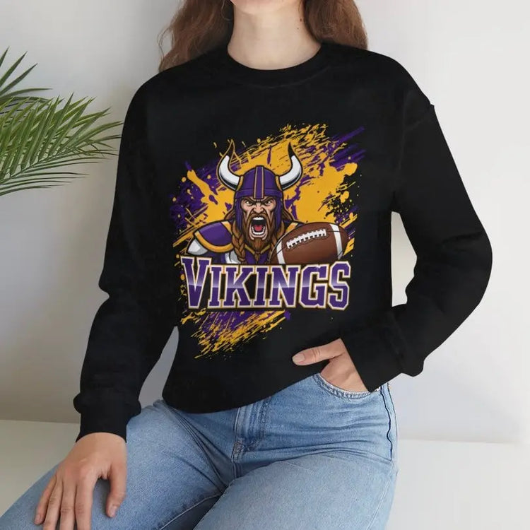 Vikings Football Viking Design Minnesota Football Sweatshirt - Bold Printed Tees