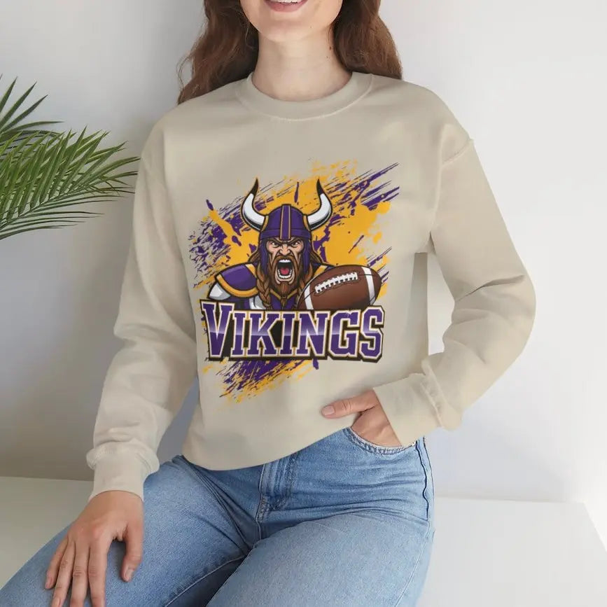 Vikings Football Viking Design Minnesota Football Sweatshirt - Bold Printed Tees