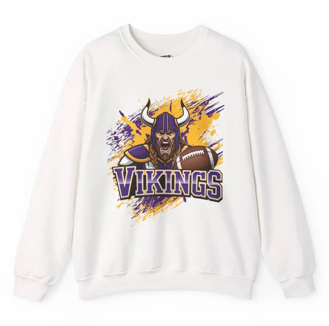 Vikings Football Viking Design Minnesota Football Sweatshirt - Bold Printed Tees
