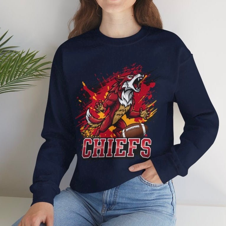 Chiefs Football Kanas City Graphic Crewneck Sweatshirt - Bold Printed Tees