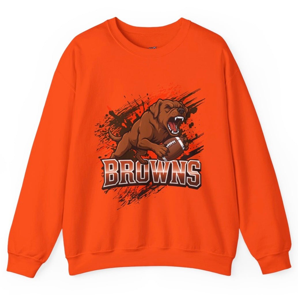 Browns Football Fierce Dog Cleveland Crewneck Sweatshirt - Bold Printed Tees