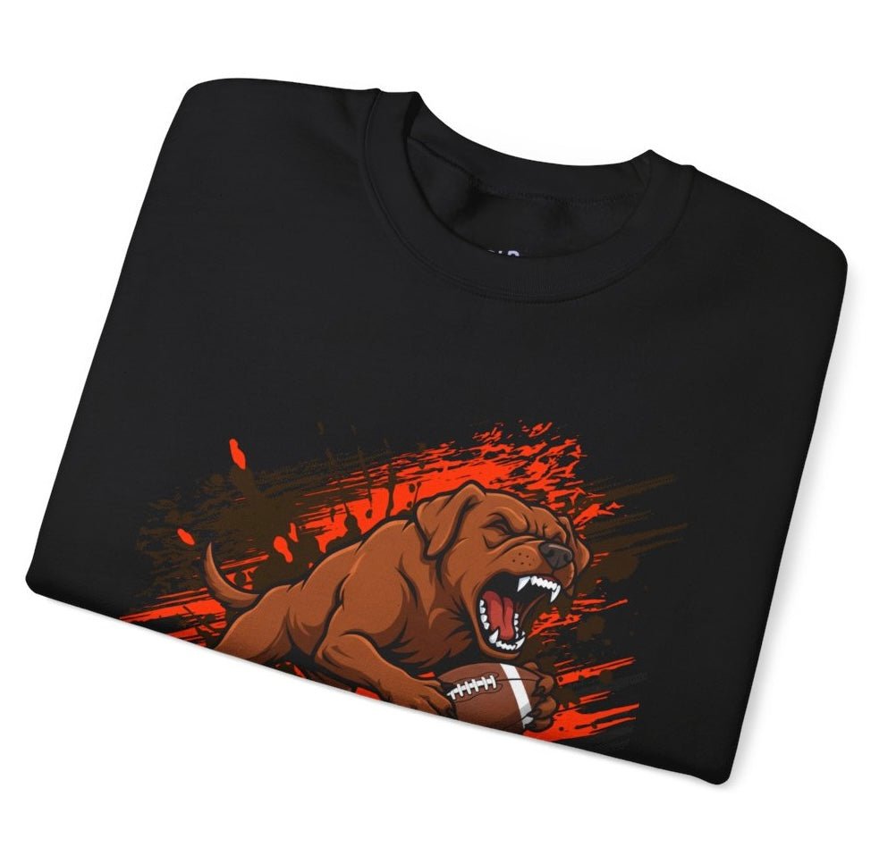 Browns Football Fierce Dog Cleveland Crewneck Sweatshirt - Bold Printed Tees