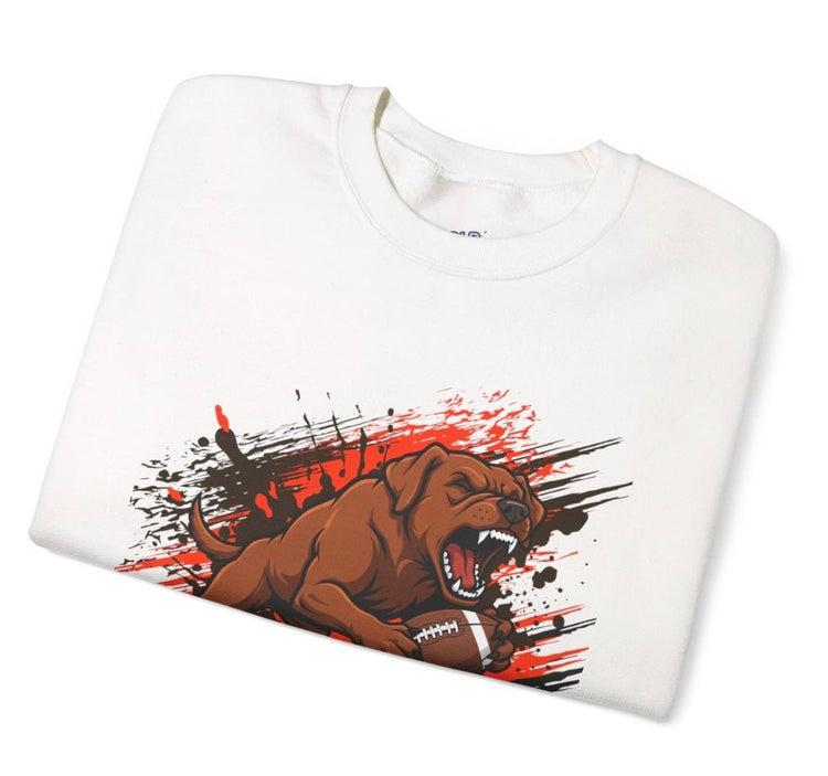 Browns Football Fierce Dog Cleveland Crewneck Sweatshirt - Bold Printed Tees