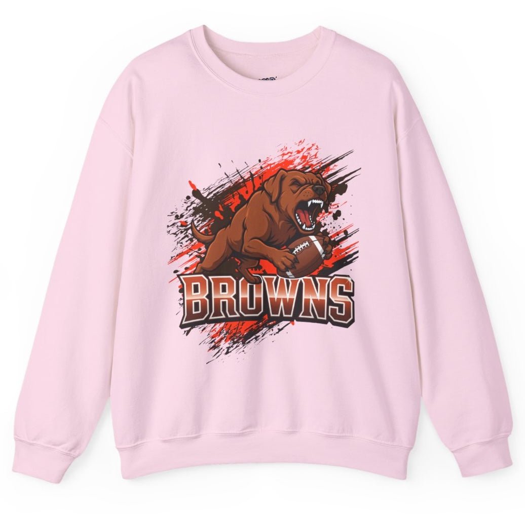 Browns Football Fierce Dog Cleveland Crewneck Sweatshirt - Bold Printed Tees