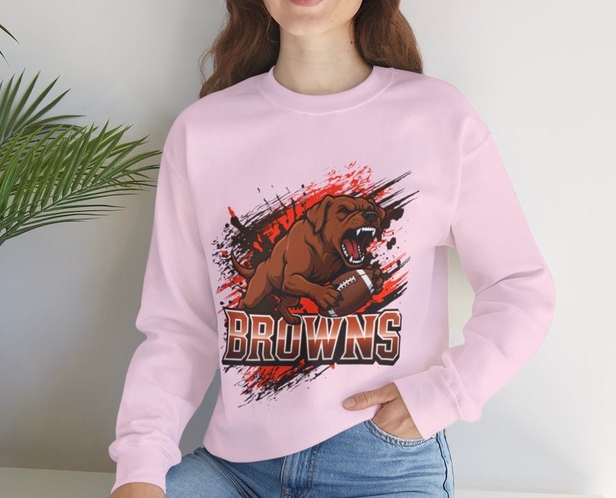 Browns Football Fierce Dog Cleveland Crewneck Sweatshirt - Bold Printed Tees
