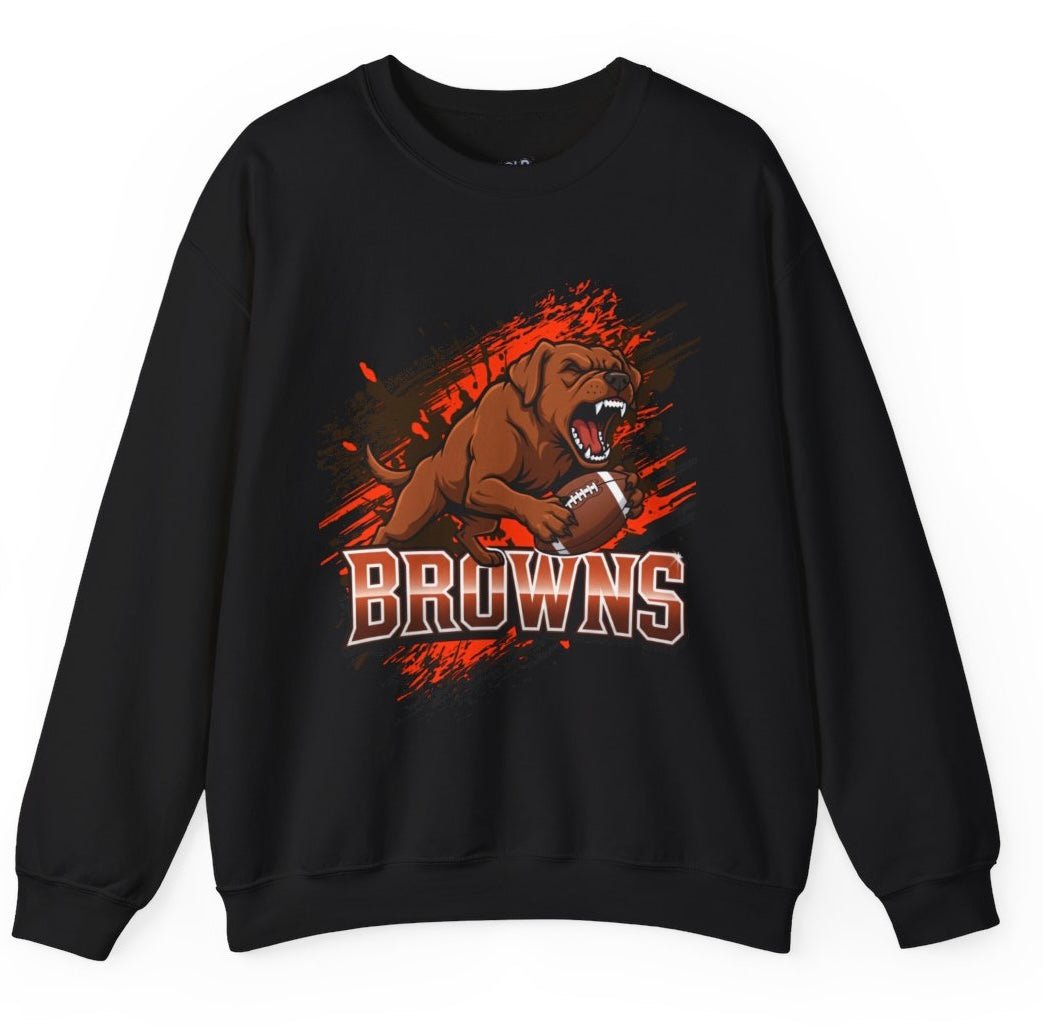 Browns Football Fierce Dog Cleveland Crewneck Sweatshirt - Bold Printed Tees