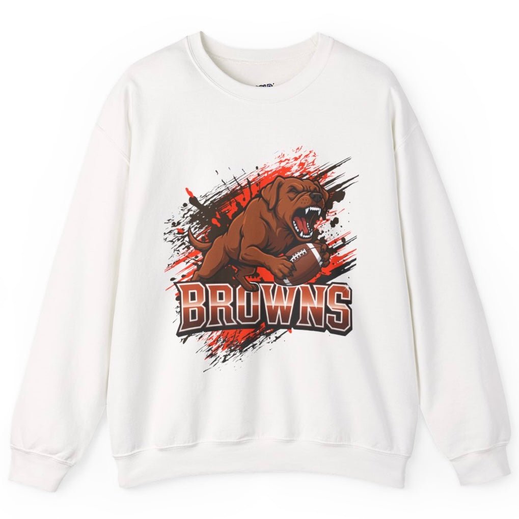 Browns Football Fierce Dog Cleveland Crewneck Sweatshirt - Bold Printed Tees