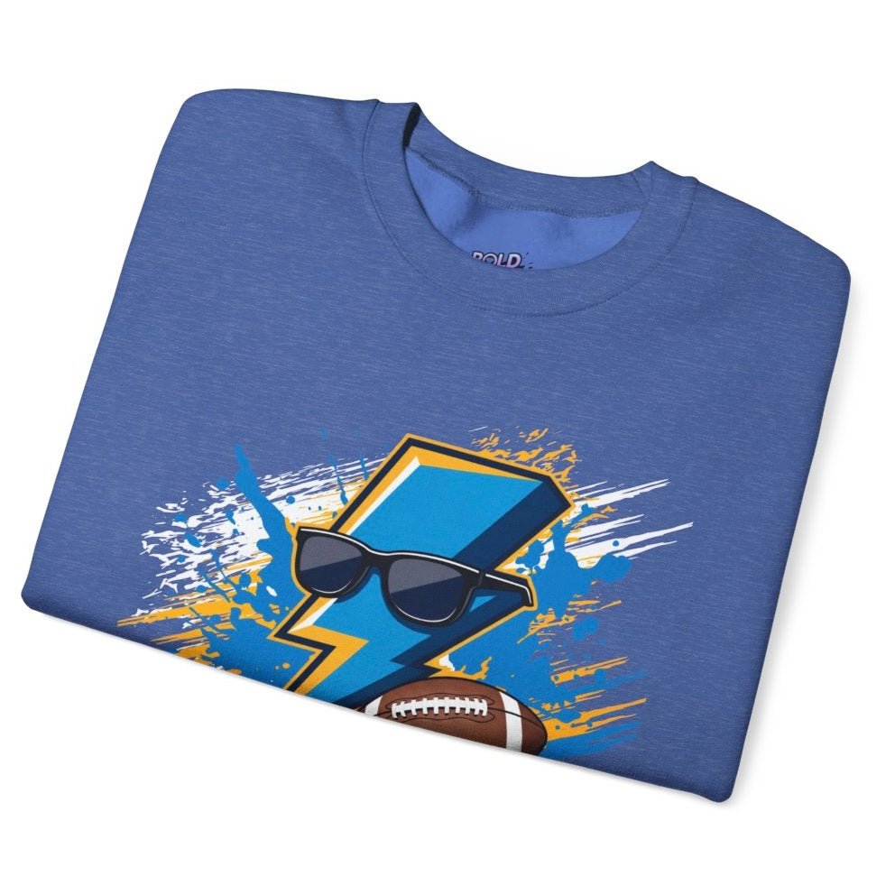 Chargers Football Lightning Bolt Design Los Angeles Crewneck Sweatshirt - Bold Printed Tees