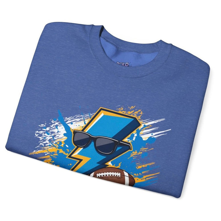 Chargers Football Lightning Bolt Design Los Angeles Crewneck Sweatshirt - Bold Printed Tees