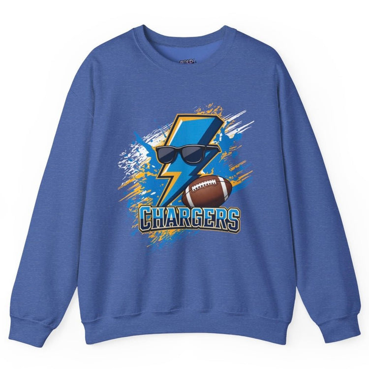Chargers Football Lightning Bolt Design Los Angeles Crewneck Sweatshirt - Bold Printed Tees