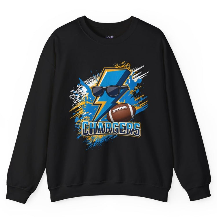 Chargers Football Lightning Bolt Design Los Angeles Crewneck Sweatshirt - Bold Printed Tees