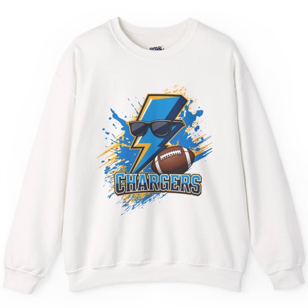 Chargers Football Lightning Bolt Design Los Angeles Crewneck Sweatshirt - Bold Printed Tees