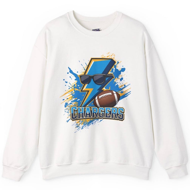 Chargers Football Lightning Bolt Design Los Angeles Crewneck Sweatshirt - Bold Printed Tees