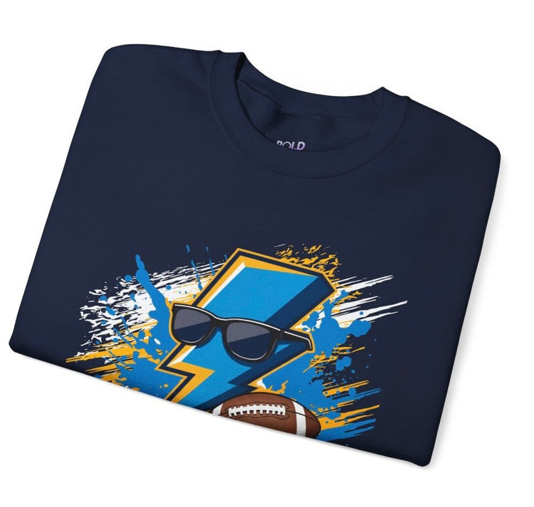 Chargers Football Lightning Bolt Design Los Angeles Crewneck Sweatshirt - Bold Printed Tees