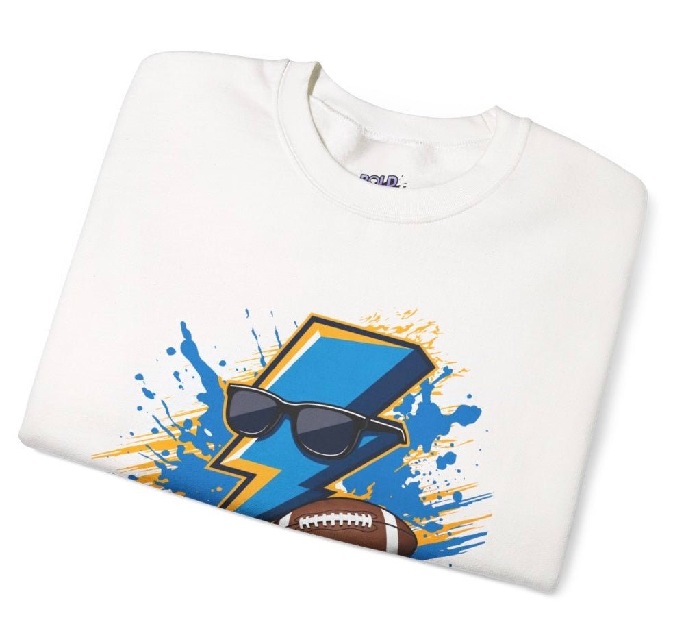 Chargers Football Lightning Bolt Design Los Angeles Crewneck Sweatshirt - Bold Printed Tees