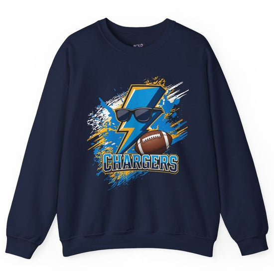Chargers Football Lightning Bolt Design Los Angeles Crewneck Sweatshirt - Bold Printed Tees