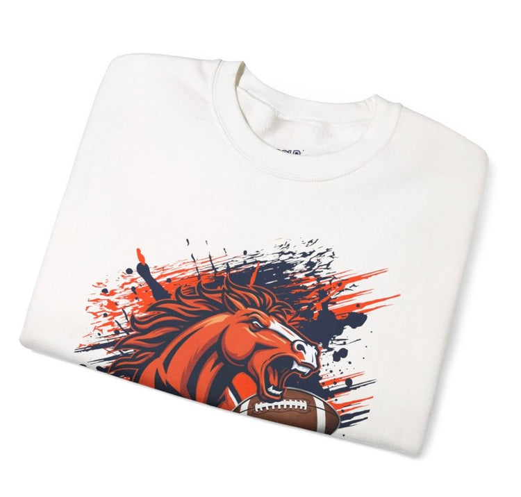 Broncos Football Sports Bronco Design Denver Crewneck Sweatshirt - Bold Printed Tees