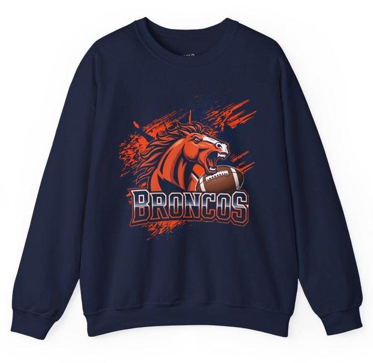 Broncos Football Sports Bronco Design Denver Crewneck Sweatshirt - Bold Printed Tees