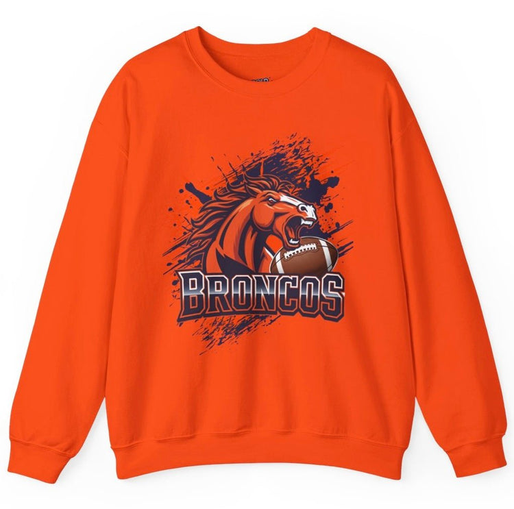 Broncos Football Sports Bronco Design Denver Crewneck Sweatshirt - Bold Printed Tees