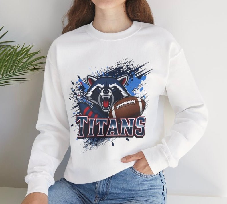 Titans Football Raccoon Tennessee Crewneck Sweatshirt - Bold Printed Tees