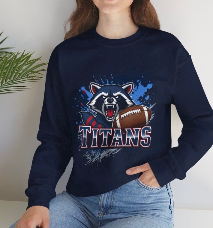 Titans Football Raccoon Tennessee Crewneck Sweatshirt - Bold Printed Tees