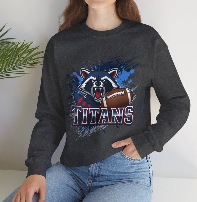 Titans Football Raccoon Tennessee Crewneck Sweatshirt - Bold Printed Tees