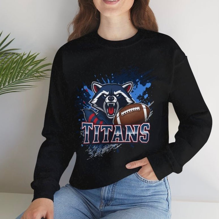 Titans Football Raccoon Tennessee Crewneck Sweatshirt - Bold Printed Tees