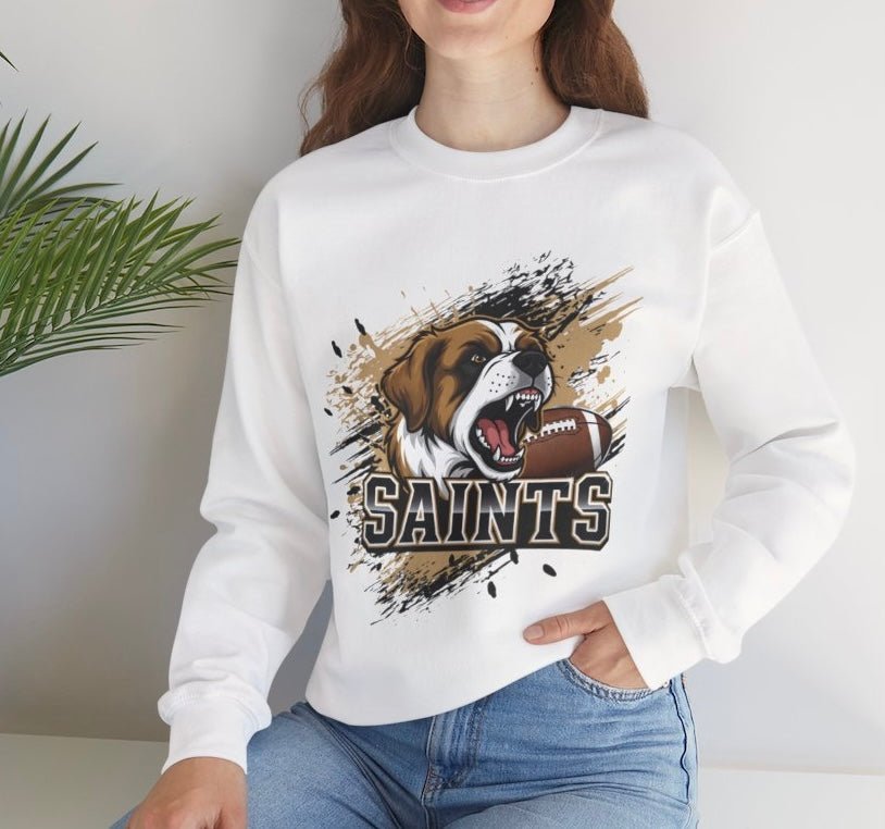 Saints Football Fierce Dog New Orleans Crewneck Sweatshirt - Bold Printed Tees