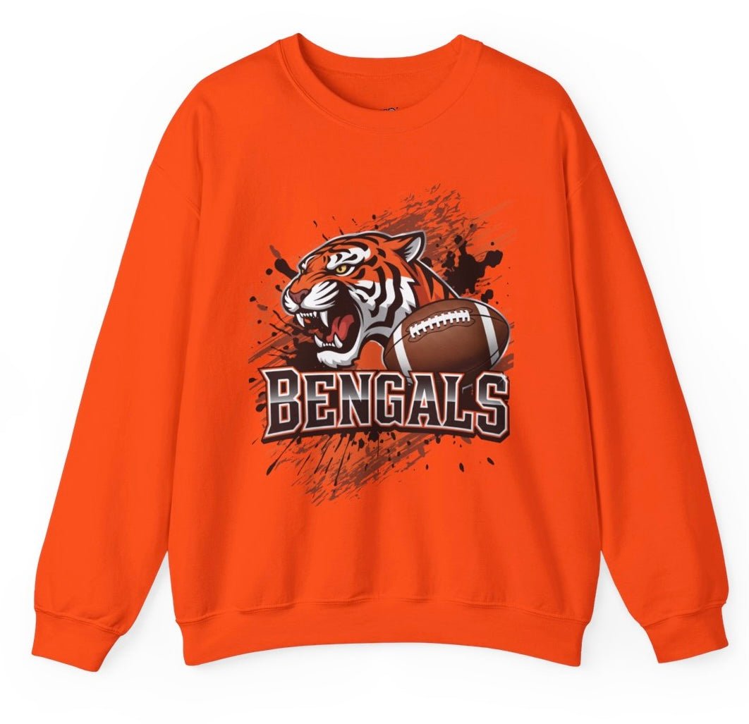 Bengals Football Fierce Tiger Bengal Cincinnati Crewneck Sweatshirt - Bold Printed Tees