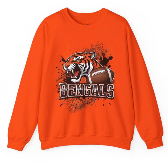 Bengals Football Fierce Tiger Bengal Cincinnati Crewneck Sweatshirt - Bold Printed Tees