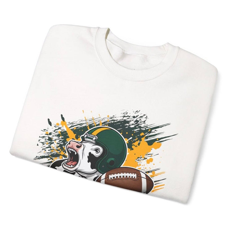 Packers Football Cow Green Bay Crewneck Sweatshirt - Bold Printed Tees
