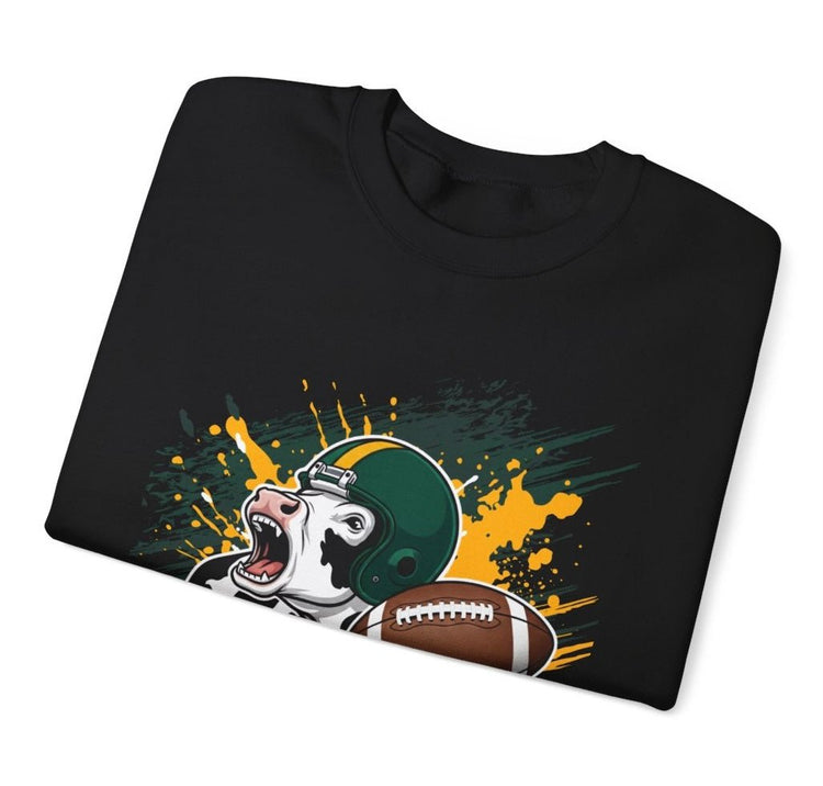 Packers Football Cow Green Bay Crewneck Sweatshirt - Bold Printed Tees