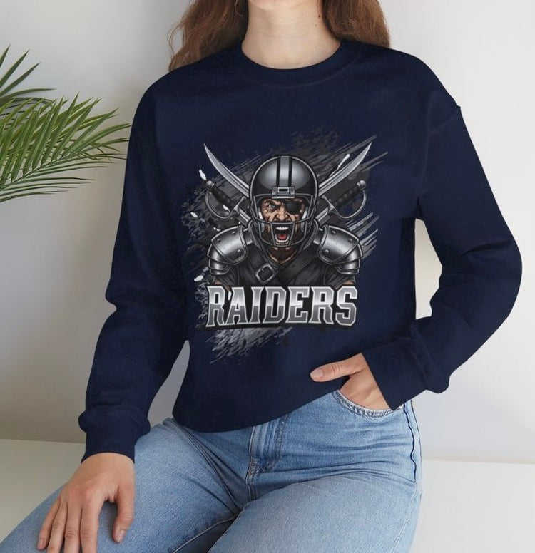 Raiders Football Warrior Las Vegas Crewneck Sweatshirt - Bold Printed Tees