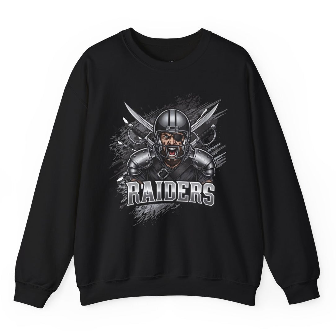Raiders Football Warrior Las Vegas Crewneck Sweatshirt - Bold Printed Tees