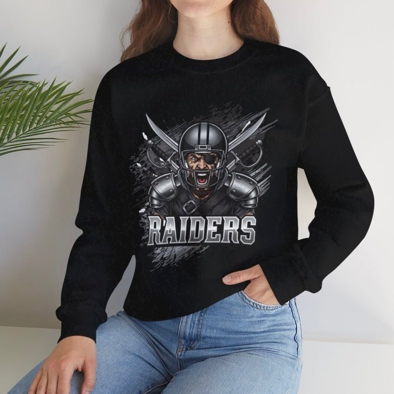 Raiders Football Warrior Las Vegas Crewneck Sweatshirt - Bold Printed Tees