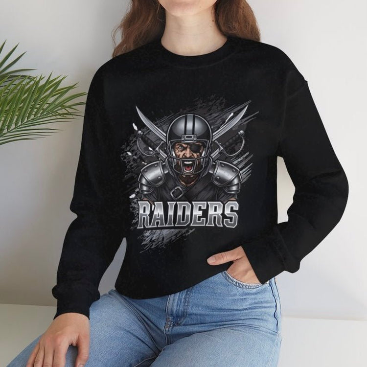 Raiders Football Warrior Las Vegas Crewneck Sweatshirt - Bold Printed Tees