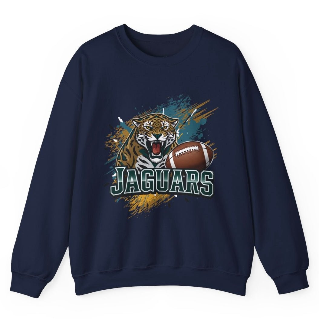 Jaguars Football Bold Jaguar Jacksonville Crewneck Sweatshirt - Bold Printed Tees