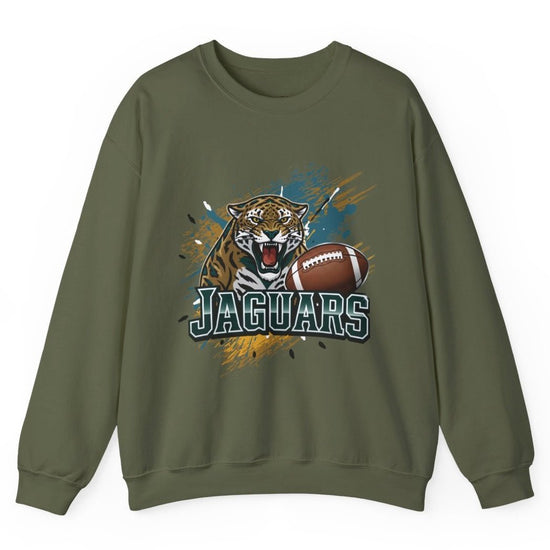 Jaguars Football Bold Jaguar Jacksonville Crewneck Sweatshirt - Bold Printed Tees