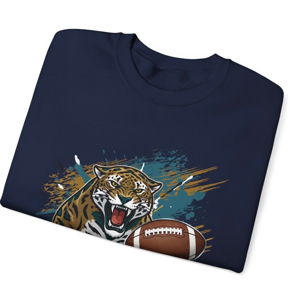 Jaguars Football Bold Jaguar Jacksonville Crewneck Sweatshirt - Bold Printed Tees