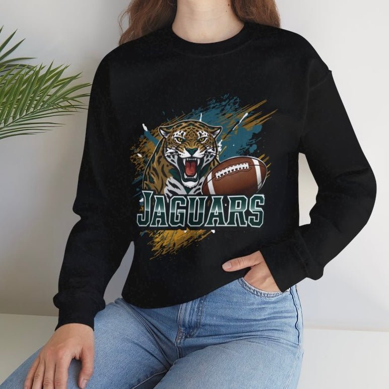 Jaguars Football Bold Jaguar Jacksonville Crewneck Sweatshirt - Bold Printed Tees