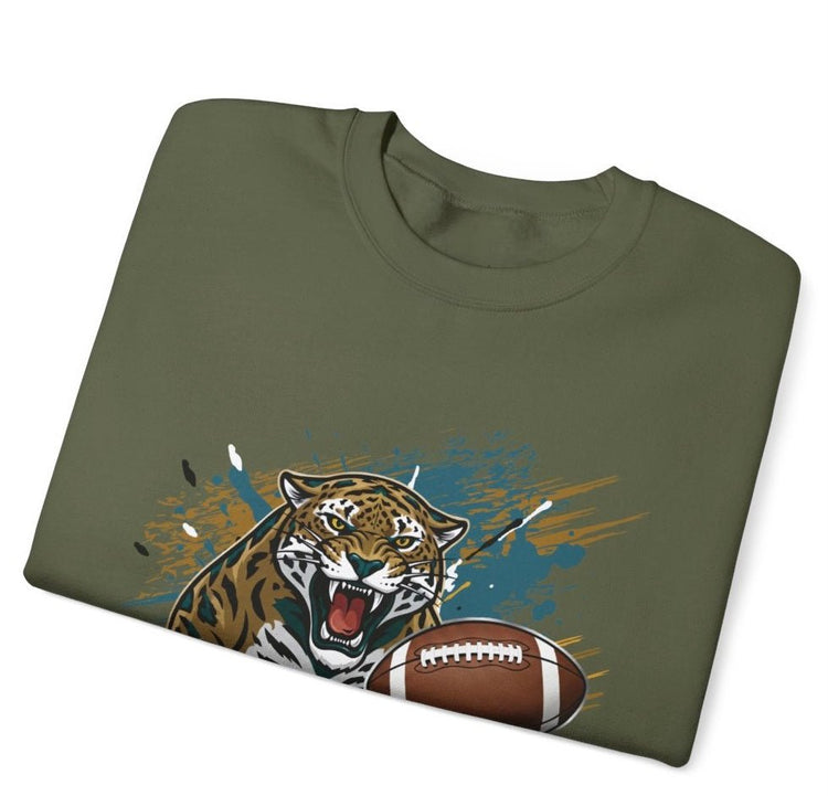 Jaguars Football Bold Jaguar Jacksonville Crewneck Sweatshirt - Bold Printed Tees