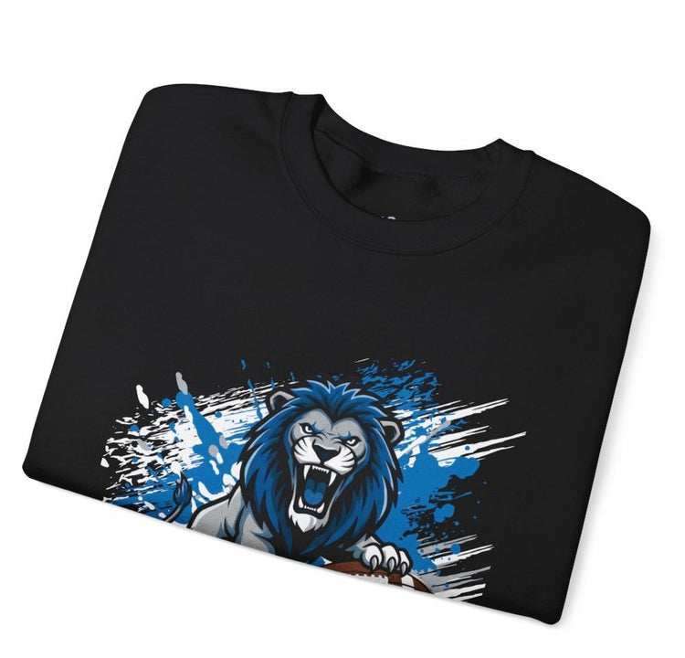 Lions Football Fierce Lion Design Detroit Crewneck Sweatshirt - Bold Printed Tees