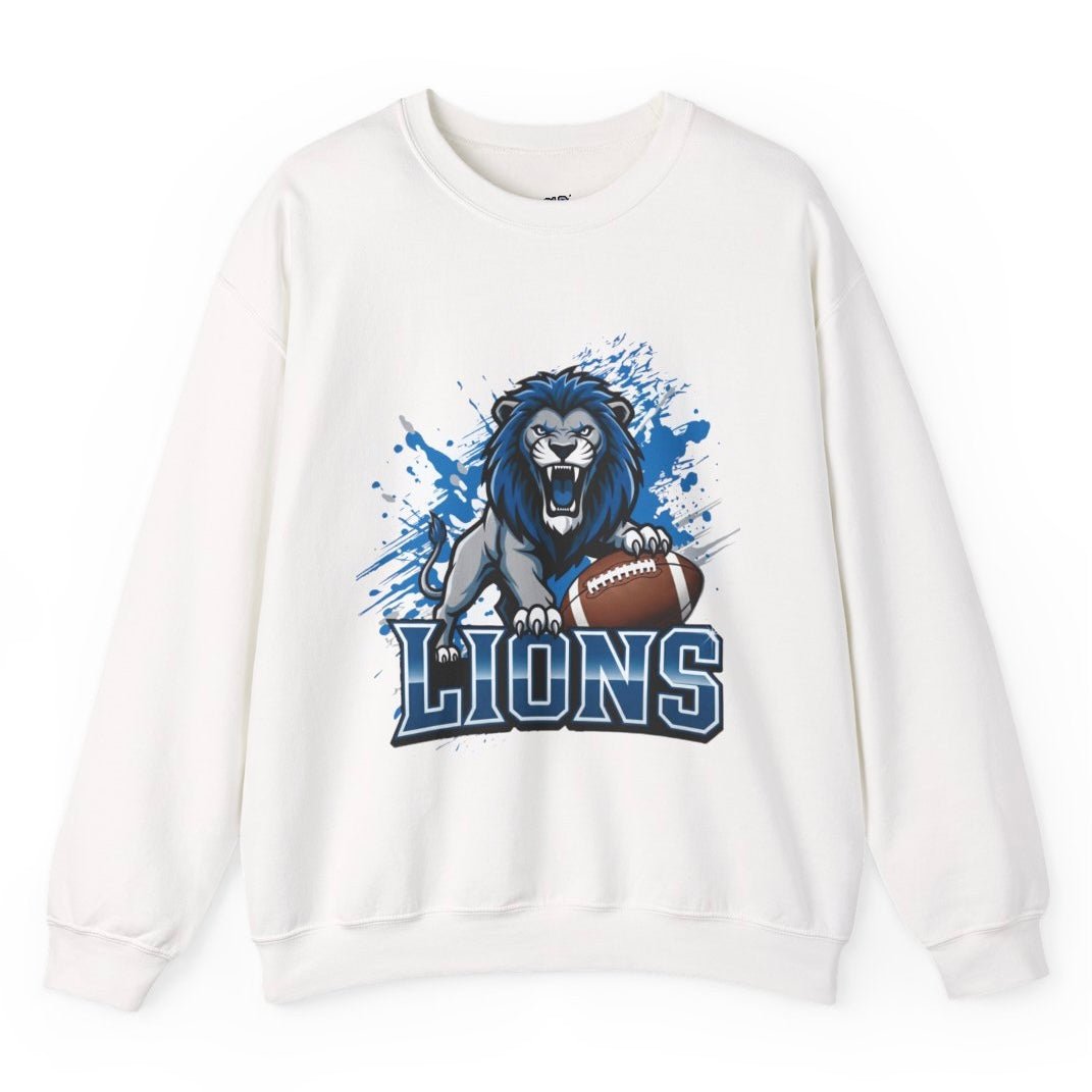 Lions Football Fierce Lion Design Detroit Crewneck Sweatshirt - Bold Printed Tees