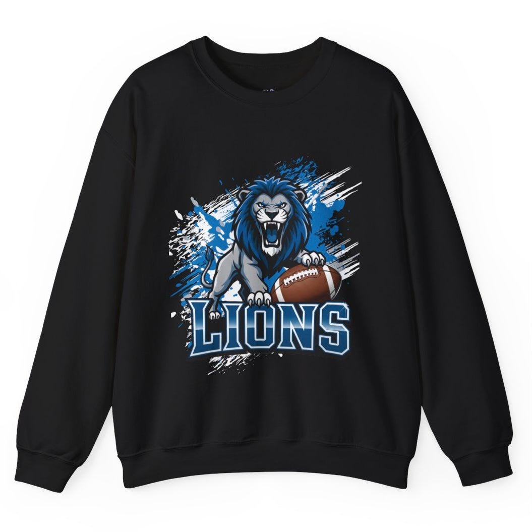 Lions Football Fierce Lion Design Detroit Crewneck Sweatshirt - Bold Printed Tees