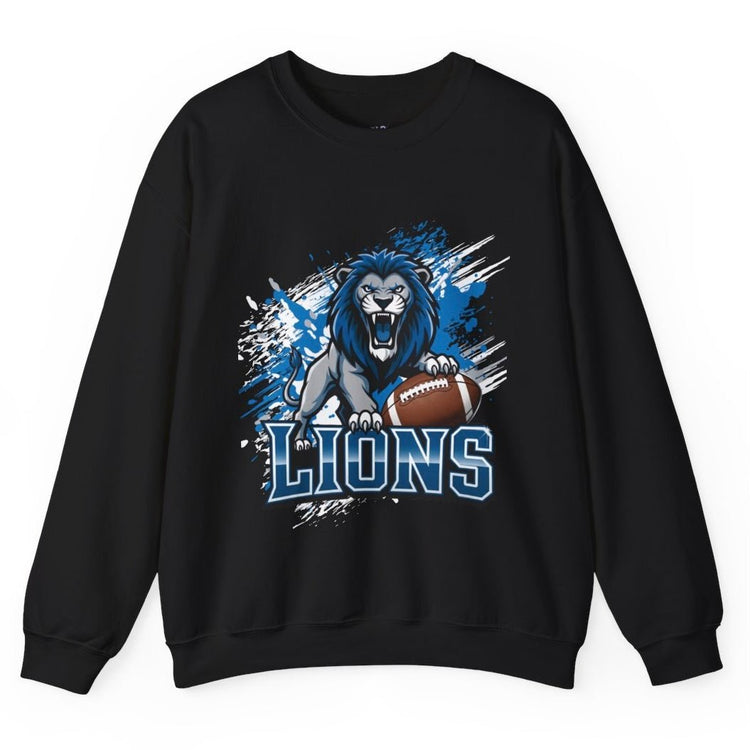 Lions Football Fierce Lion Design Detroit Crewneck Sweatshirt - Bold Printed Tees