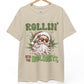 Rollin’ Into The Holidays Santa T-Shirt Christmas Stoner Graphic Tee - Bold Printed Tees